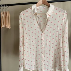 Nordstrom Hinge Pink Polka Dot Blouse, Size S